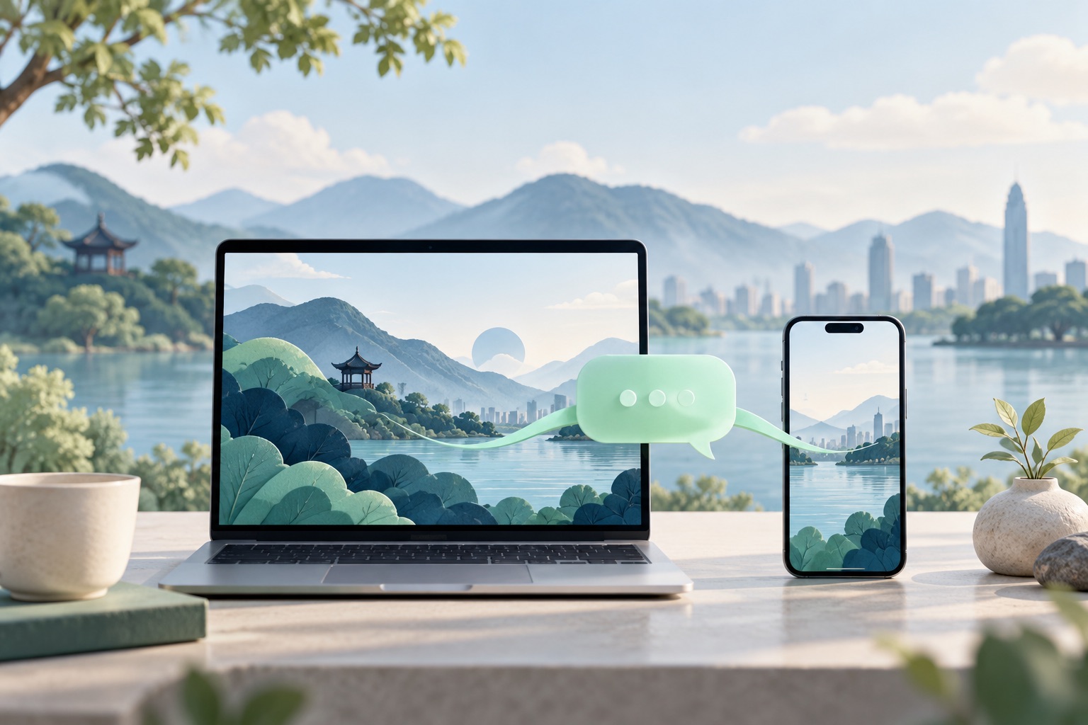 ChatGPT 网页与移动设备主题插画